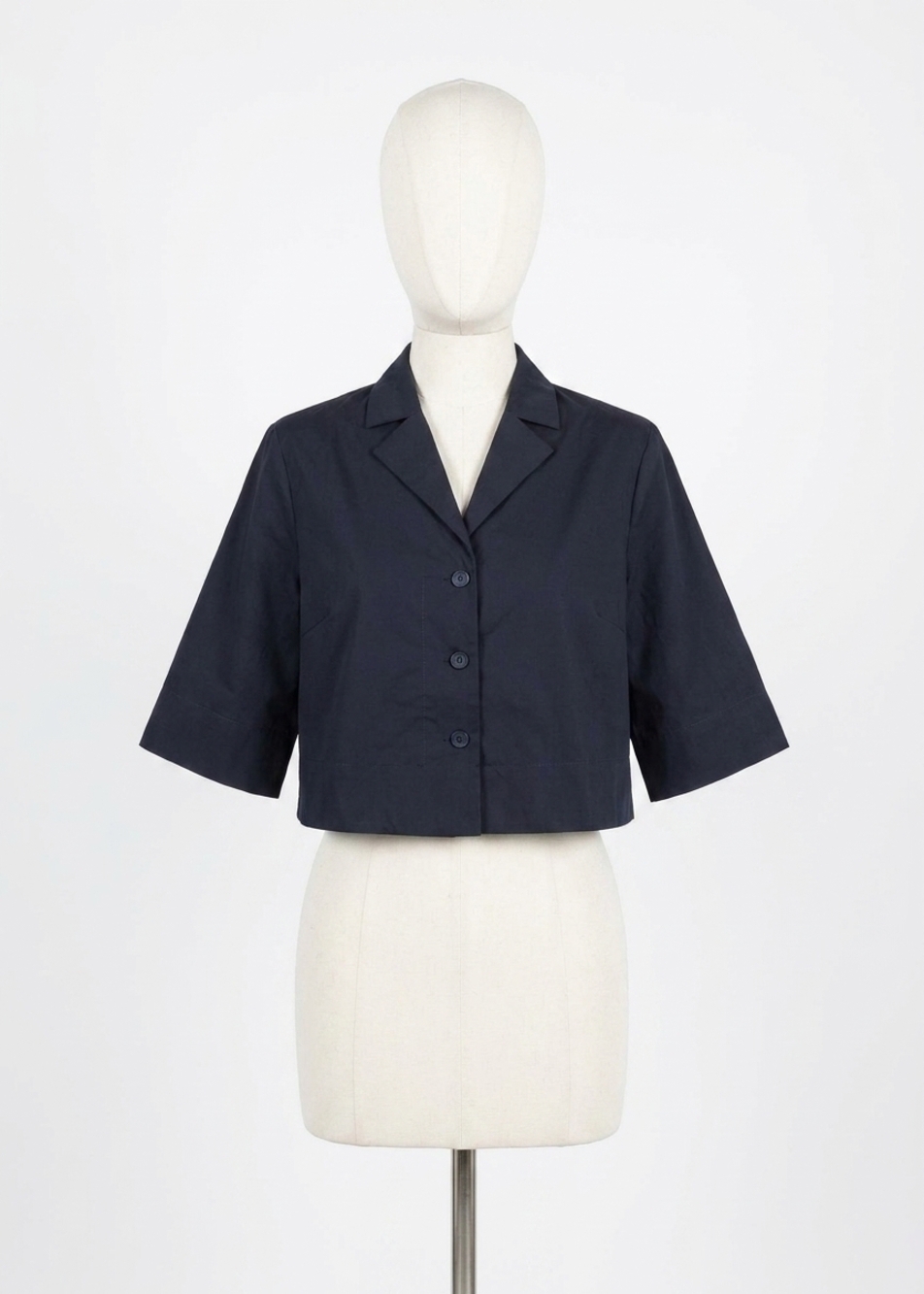 NEW ELLIOTT LAUREN double up button front crop jacket in navy